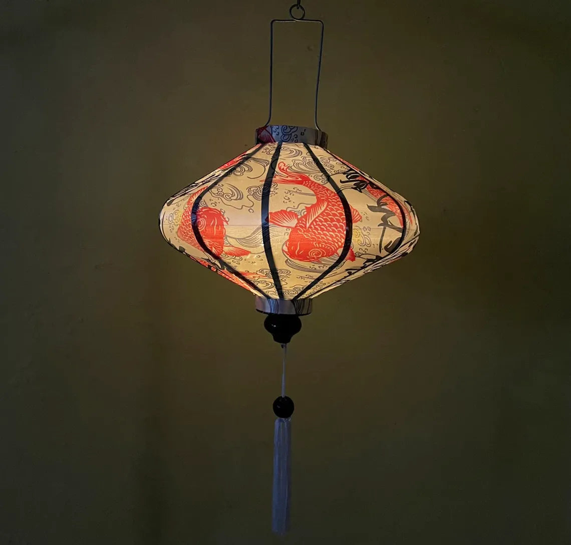 Waterproof Koi Lanterns 35cm, Fabric 10 Pattern, Outdoor Patio Decoration