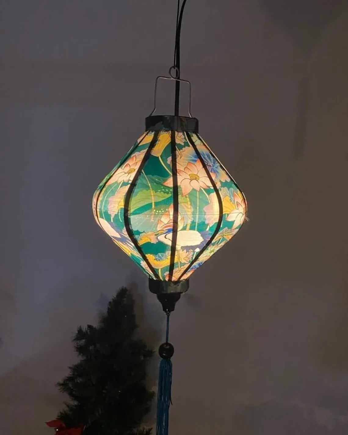 Waterproof Lotus Lanterns 35cm, Fabric 7 Pattern, Outdoor Patio Decoration