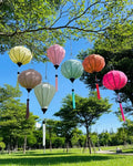 Set of 8 Hoi An Bamboo Lanterns 35cm, Mix Pastel Tone Colors, Wedding & Patio Hanging Decor