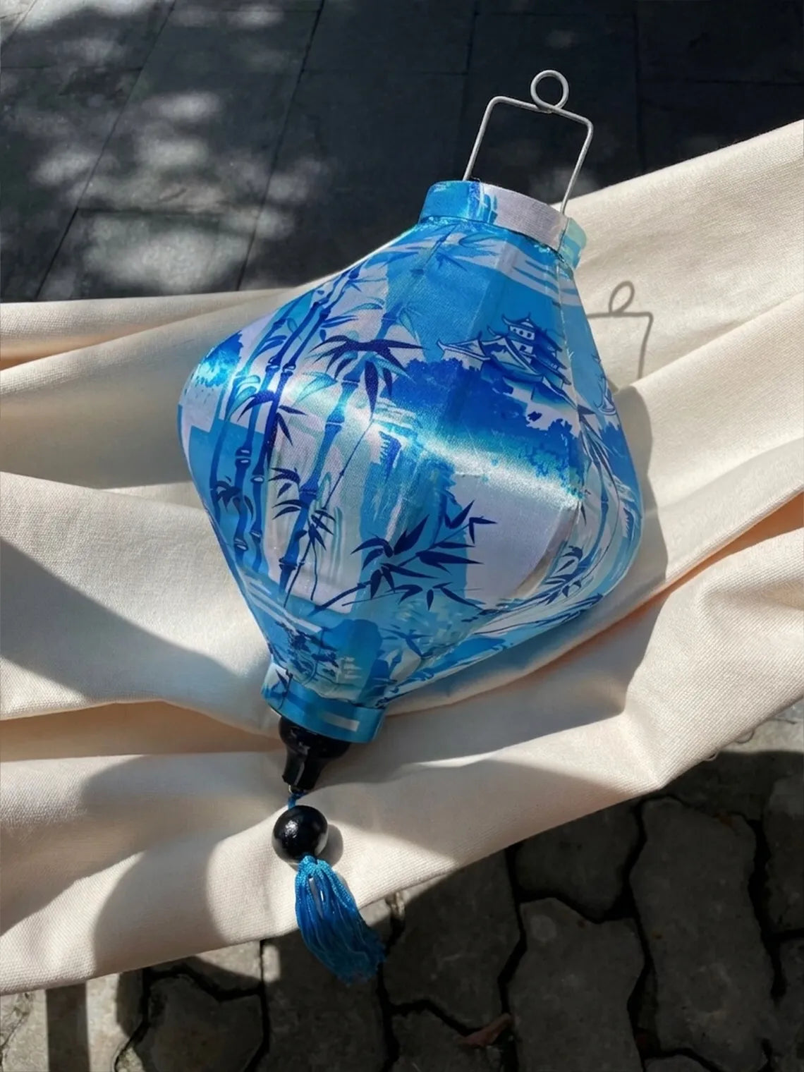 Waterproof Bamboo Lanterns 35cm, Fabric 12 Pattern, Outdoor Patio Decoration
