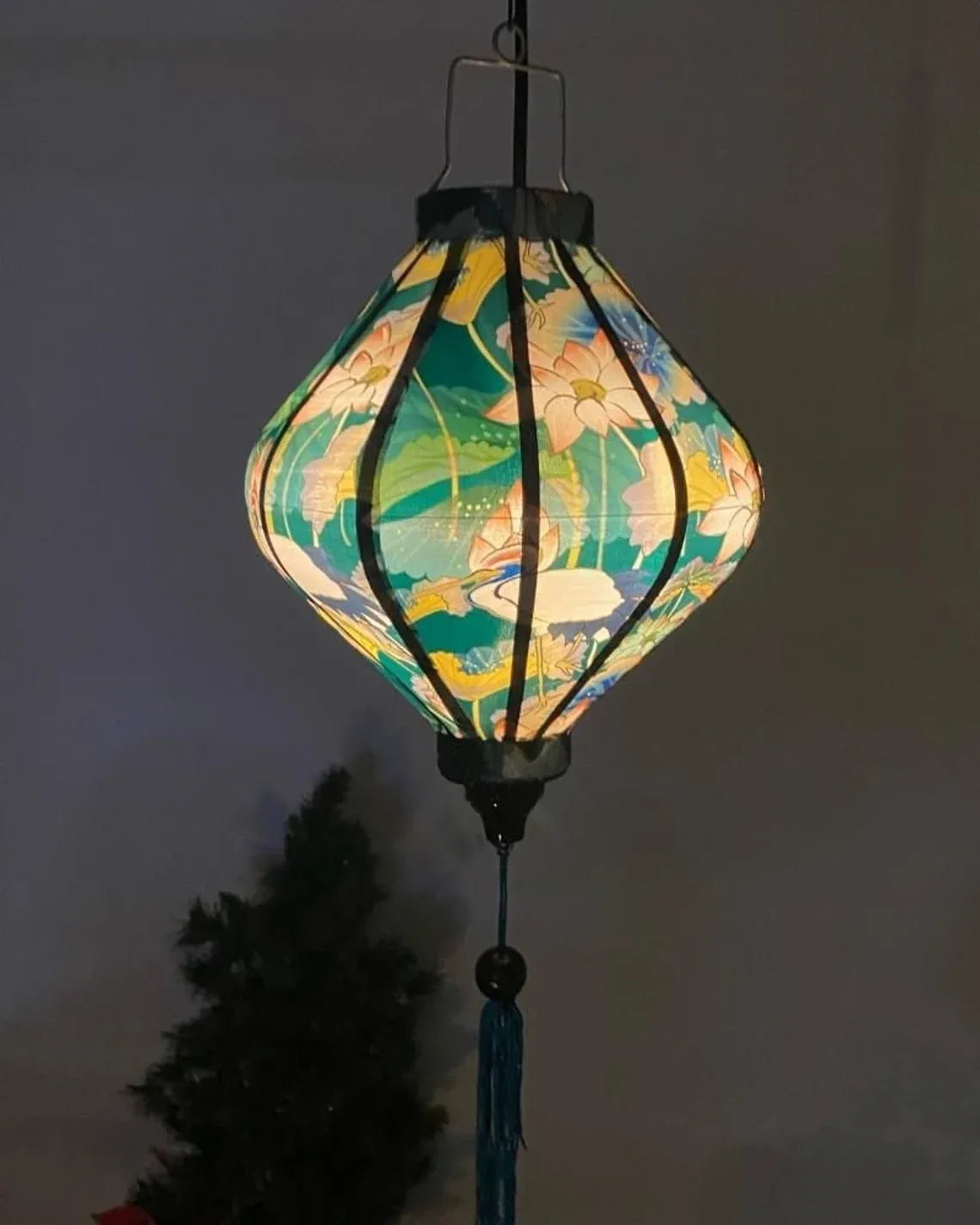 Waterproof Lotus Lanterns 35cm, Fabric 7 Pattern, Outdoor Patio Decoration