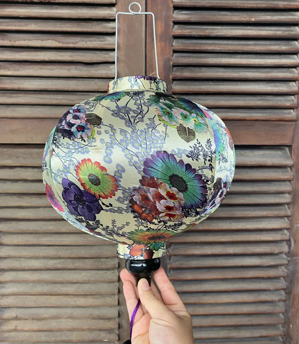 Waterproof Floral Lanterns 35cm, Fabric 17 Pattern, Outdoor Patio Decoration