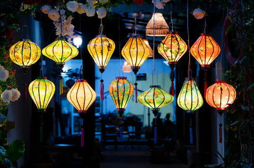 12 Pack Floral Hoi An Lanterns 35cm, Waterproof Outdoor Decor, Silk Hanging Lantern Set