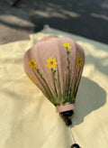 Hoi An Bamboo Lantern 35cm, Hand-Painted Yellow Floral Pattern, Waterproof Outdoor Decor