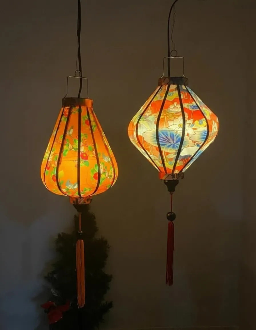 Set of 2 Hoi An Waterproof Lanterns 35cm, Decorative Outdoor, Patio Hanging Decor