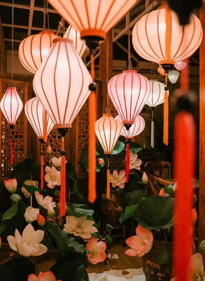 16 Pcs Pastel Hoi An Lanterns 35cm, Mixed Tone Decorative Hanging Lanterns