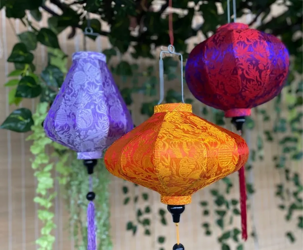 3pcs Hoi An Silk Lanterns 35cm, Waterproof Decor, Outdoor Patio Decoration