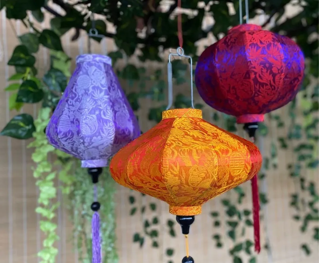 3pcs Hoi An Silk Lanterns 35cm, Waterproof Decor, Outdoor Patio Decoration