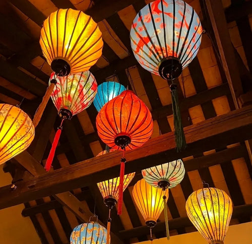 10 Pcs Hoi An Lanterns 35cm, Mixed Waterproof Outdoor Hanging Decor