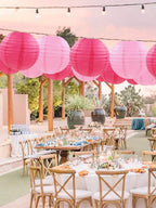 5 Pcs Hot Pink Round Paper Lanterns for Wedding & Party Decor