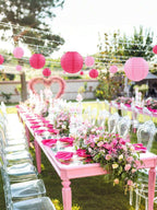 5 Pcs Hot Pink Round Paper Lanterns for Wedding & Party Decor