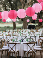 5 Pcs Hot Pink Round Paper Lanterns for Wedding & Party Decor