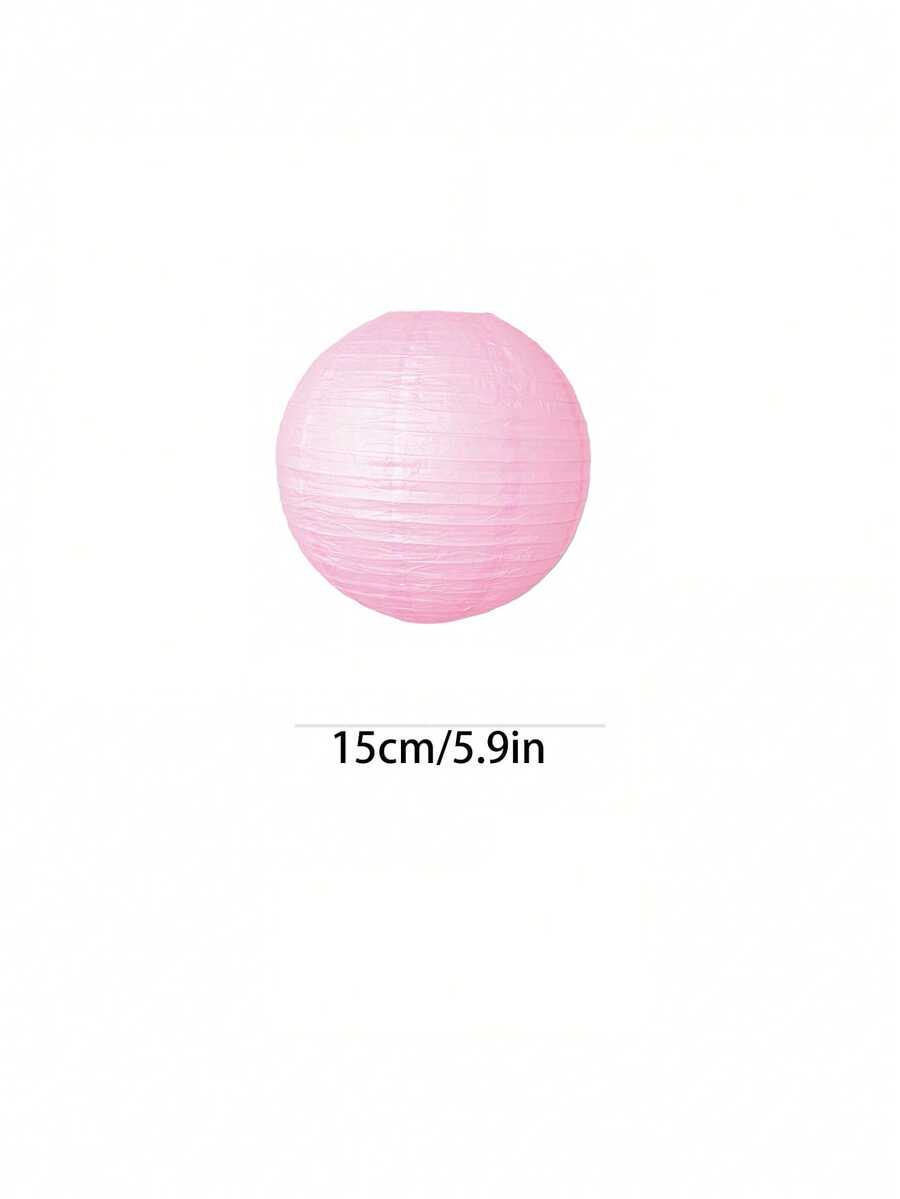 5 Pcs Hot Pink Round Paper Lanterns for Wedding & Party Decor