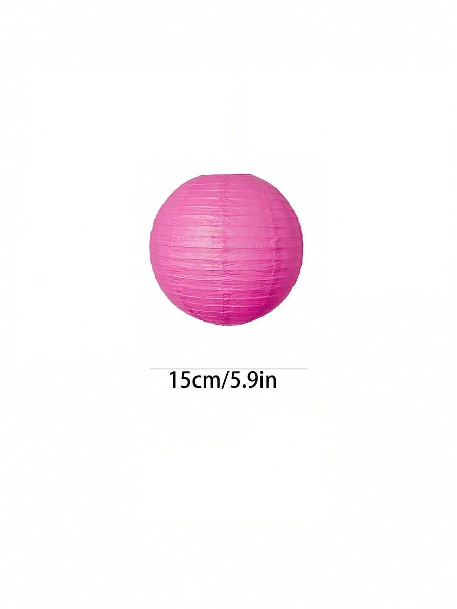 5 Pcs Hot Pink Round Paper Lanterns for Wedding & Party Decor