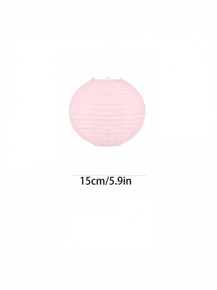 5 Pcs Hot Pink Round Paper Lanterns for Wedding & Party Decor