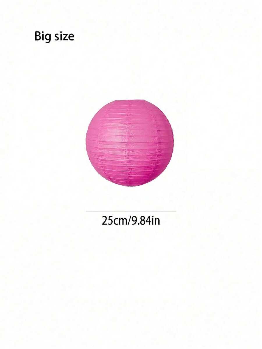 5 Pcs Hot Pink Round Paper Lanterns for Wedding & Party Decor