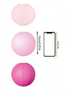 5 Pcs Hot Pink Round Paper Lanterns for Wedding & Party Decor