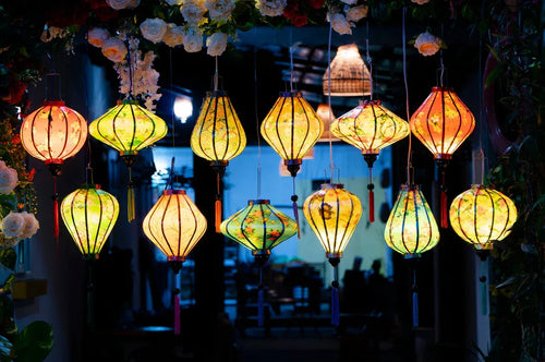12 Pack Floral Hoi An Lanterns 35cm, Waterproof Outdoor Decor, Silk Hanging Lantern Set