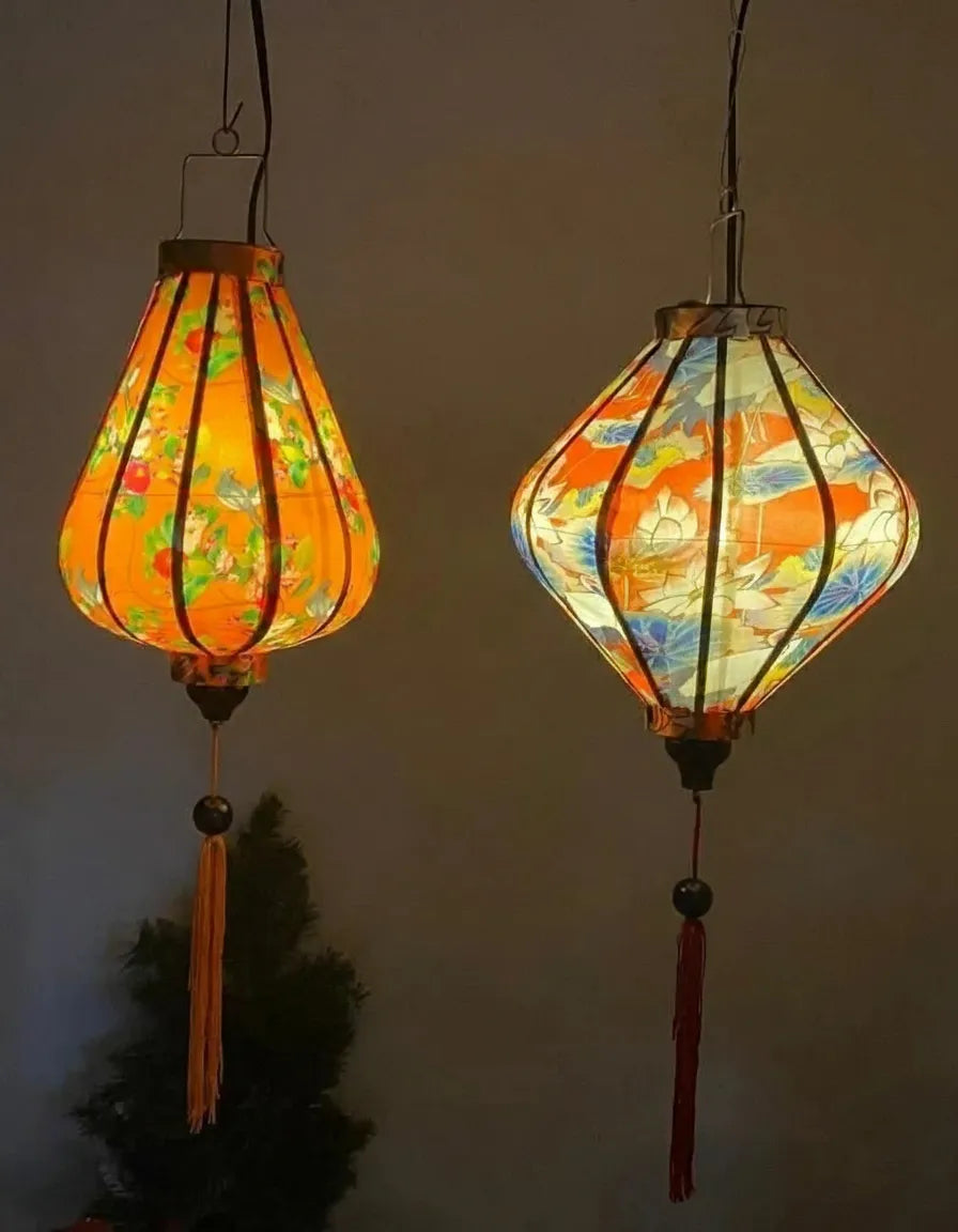 Set of 2 Hoi An Waterproof Lanterns 35cm, Decorative Outdoor, Patio Hanging Decor