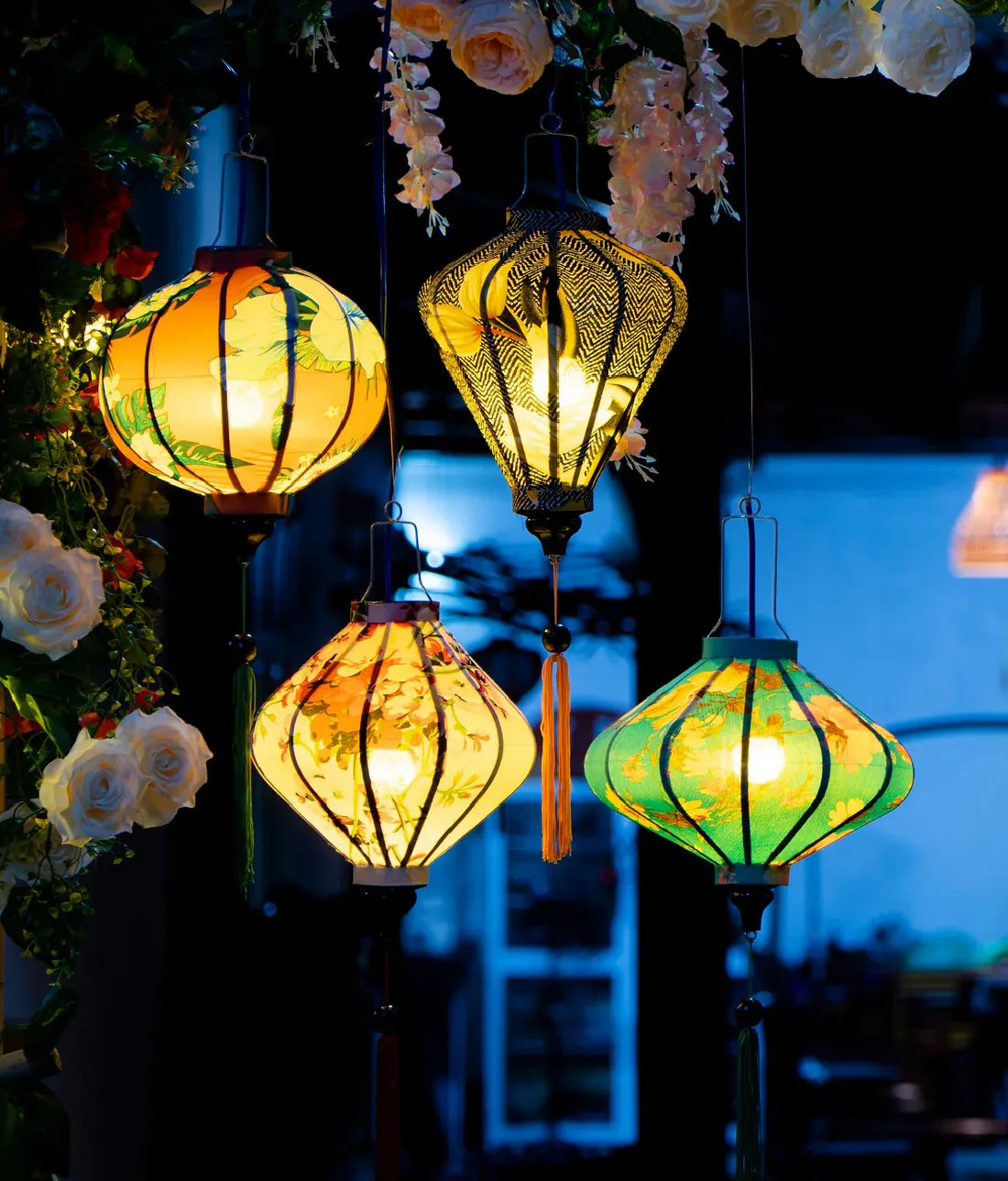 4 Pcs Hoi An Waterproof Lanterns 35cm, Decorative Outdoor, Patio Hanging Decor