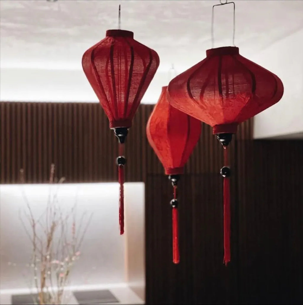 Set of 4 Hoi An Bamboo Silk Lanterns 35cm, Waterproof Decor, Outdoor Patio Decoration