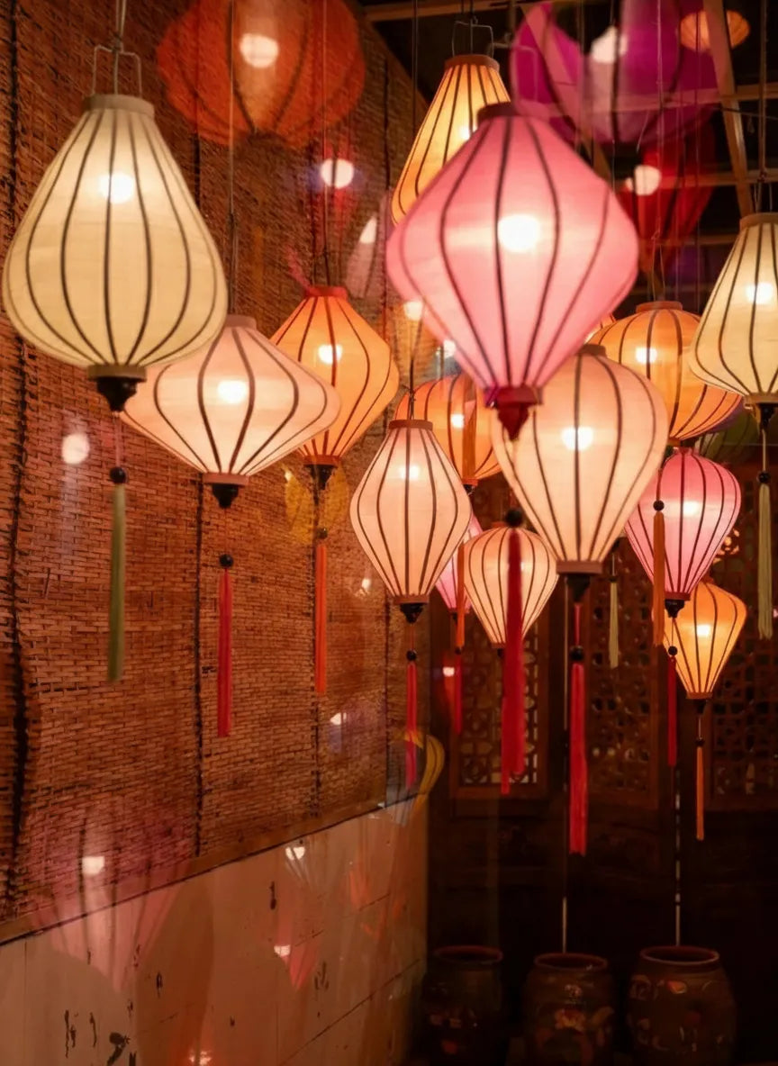 16 Pcs Pastel Hoi An Lanterns 35cm, Mixed Tone Decorative Hanging Lanterns