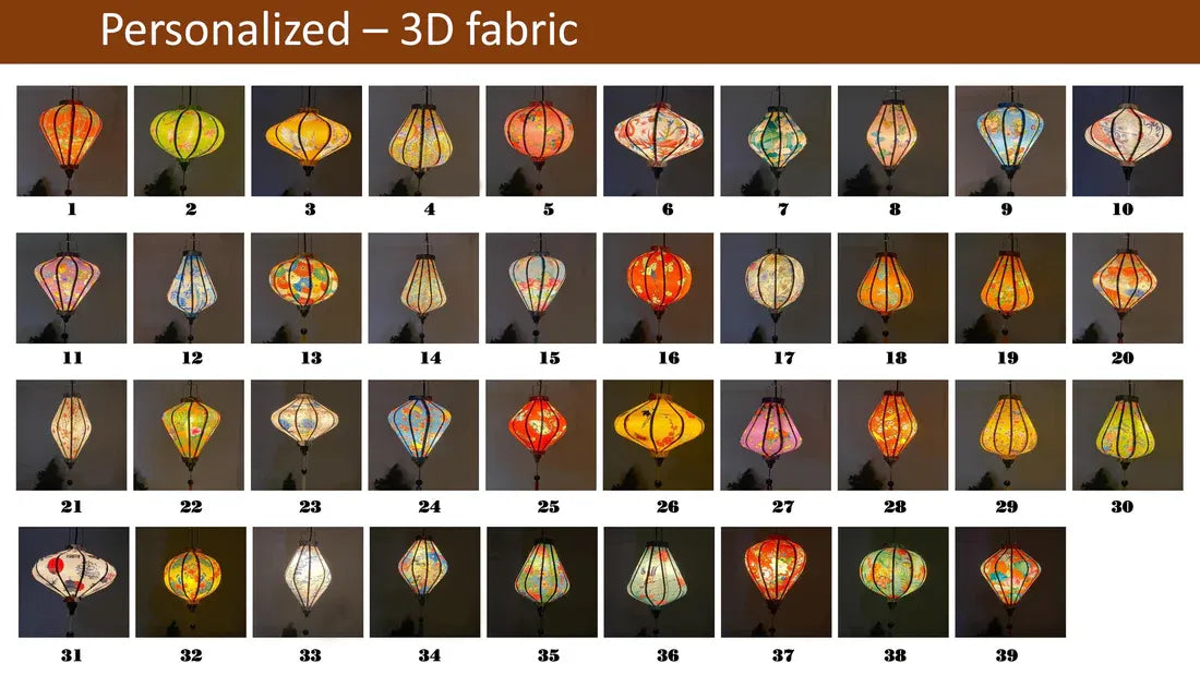 Waterproof Lotus Lanterns 35cm, Fabric 7 Pattern, Outdoor Patio Decoration