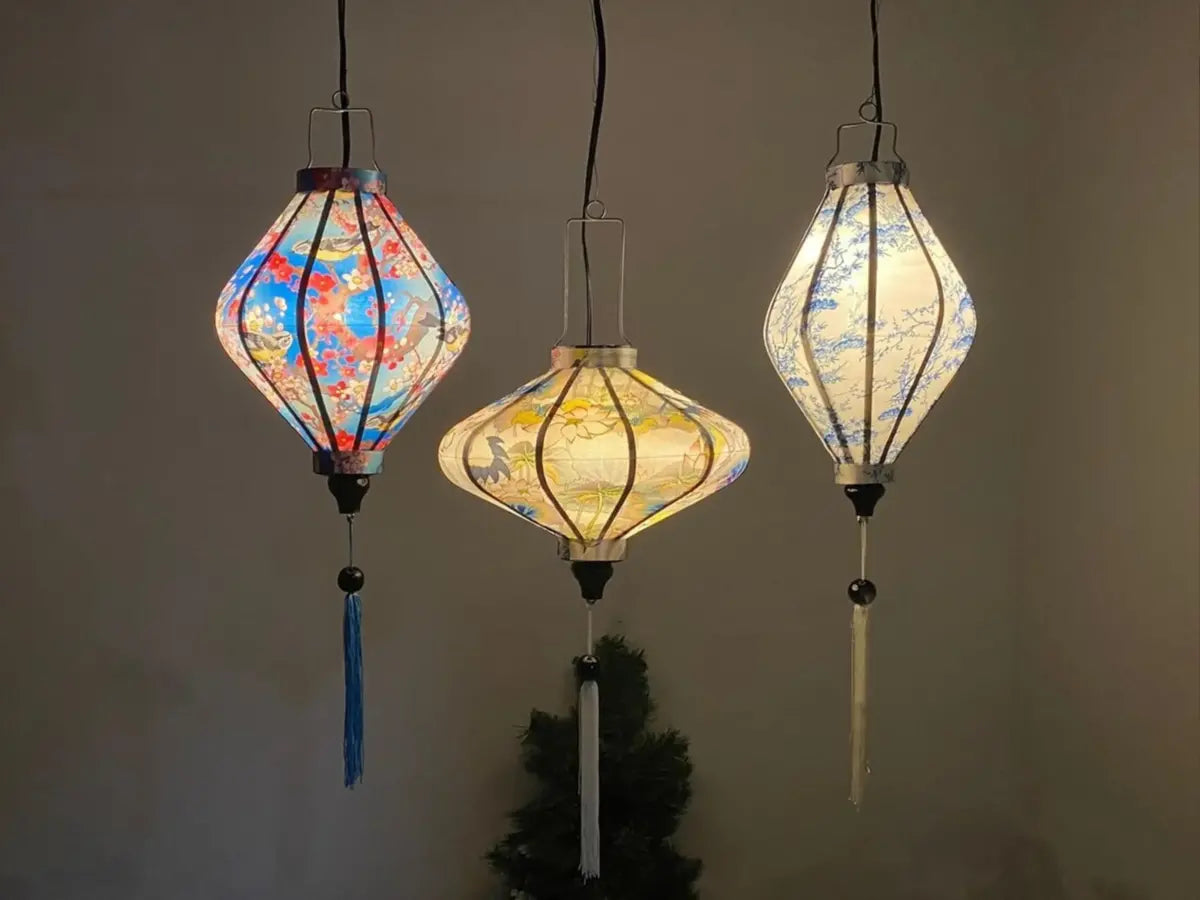 Set of 3 Hoi An Waterproof Lanterns 35cm, Wedding & Patio Decoration, Outdoor Hanging Decor
