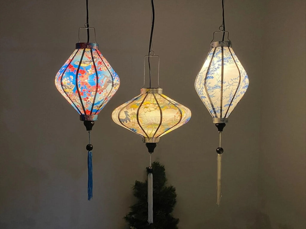 Set of 3 Hoi An Waterproof Lanterns 35cm, Wedding & Patio Decoration, Outdoor Hanging Decor