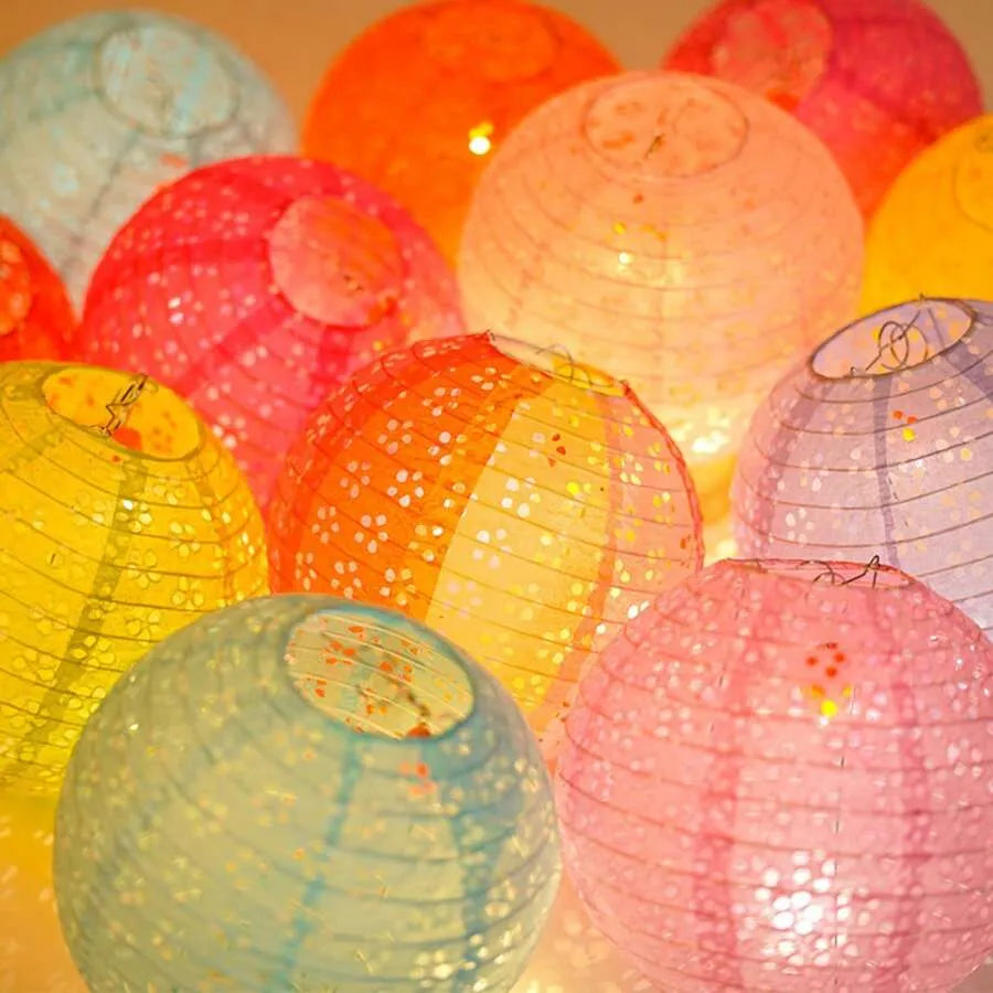 9Pcs Paper Lanterns Multicolor Hanging Hollow Out Lanterns 20cm, Asia Lantern For Birthday, Wedding, Anniversary & Engagement Decor