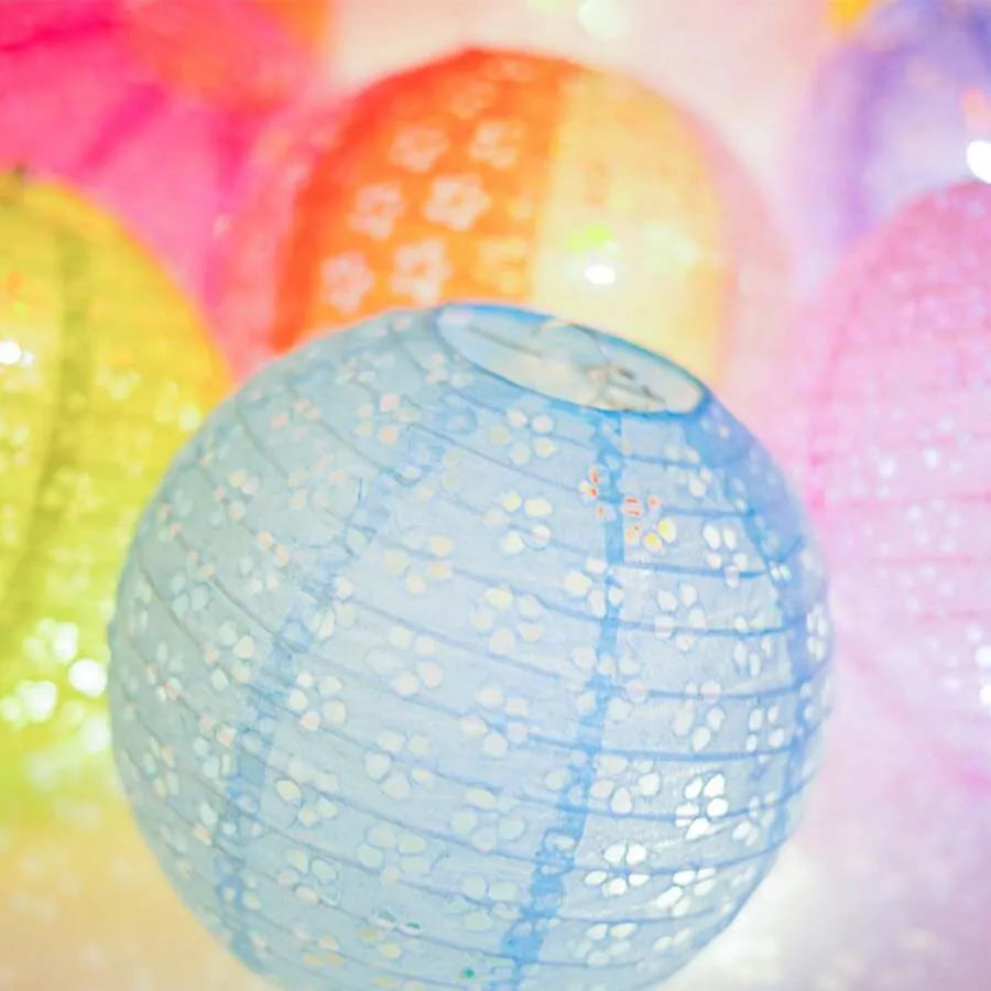 9Pcs Paper Lanterns Multicolor Hanging Hollow Out Lanterns 20cm, Asia Lantern For Birthday, Wedding, Anniversary & Engagement Decor