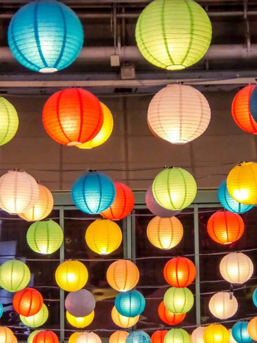 20cm Multi Color Paper Lanterns Set, Suitable For Wedding, Birthday, Yard, House Warming Party & Decoration