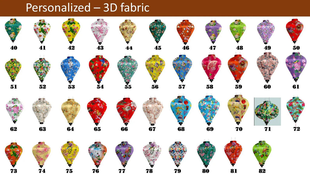 Hoi An Waterproof Floral Lanterns 35cm, Fabric 16 Pattern, Outdoor Patio Decoration